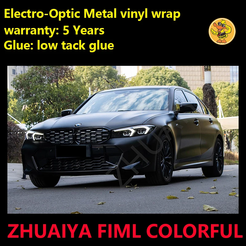 

Металлическая черная электро-оптическая металлическая виниловая оболочка для автомобиля, оболочка, покрытие, воздушно-пузырьковая пленка, низкий уровень склеивания * 18 м/рулон 5x59 футов