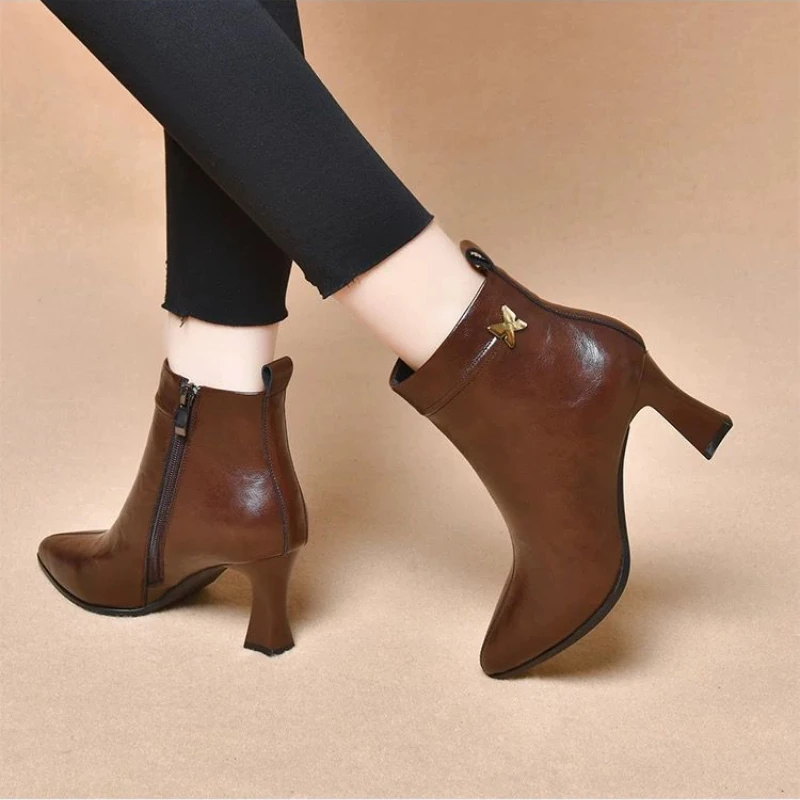 Женская обувь 2024 высококачественные женские сапоги на молнии осенние однотонные