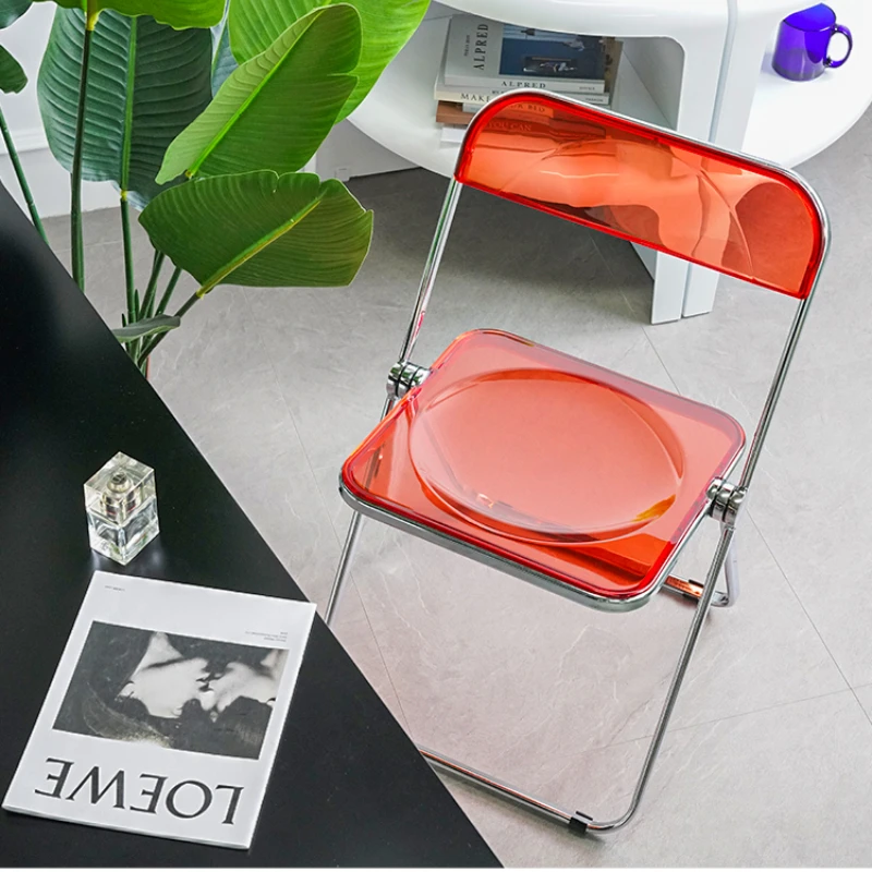 Прозрачный складной стул в скандинавском стиле обеденный акриловый пластиковый