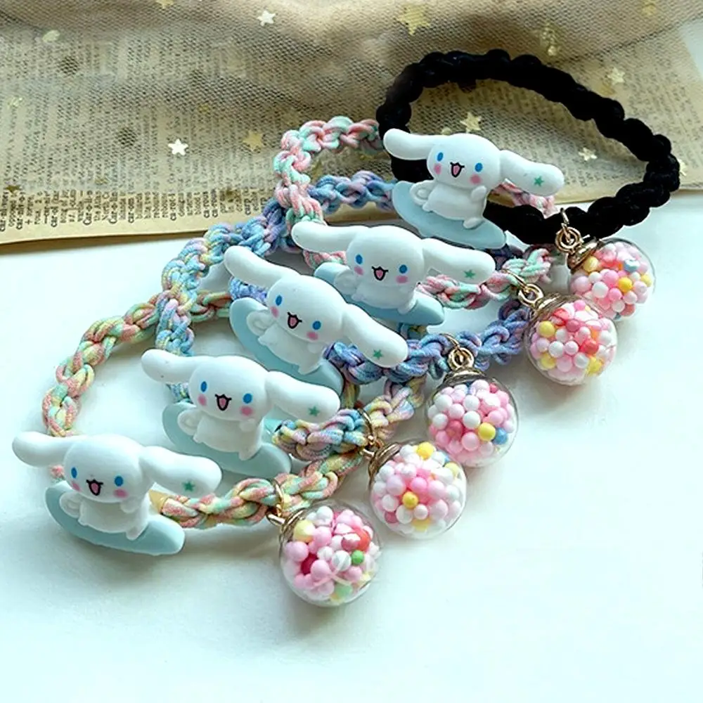 

Anime Kawaii Sanrioed Skateboard Ball Head Colorful Cinnamoroll Mymelody Kt Cat Hair Accessories Rubber Band Christmas Gifts