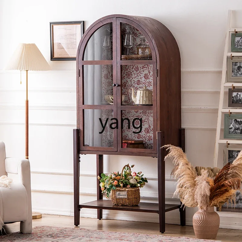 LH ретро винный шкаф со стеклянной дверью из массива дерева у настенного шкафа