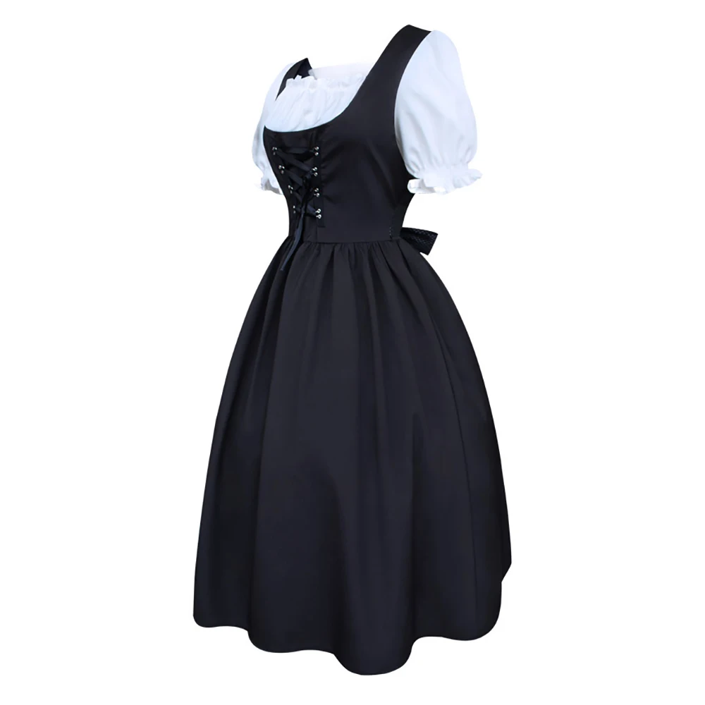 

Women Medieval Costume Dress Short Sleeve Doll Collar Retro Maid Dress Cute French Maid Outfit Cosplay Party Festival Dresses