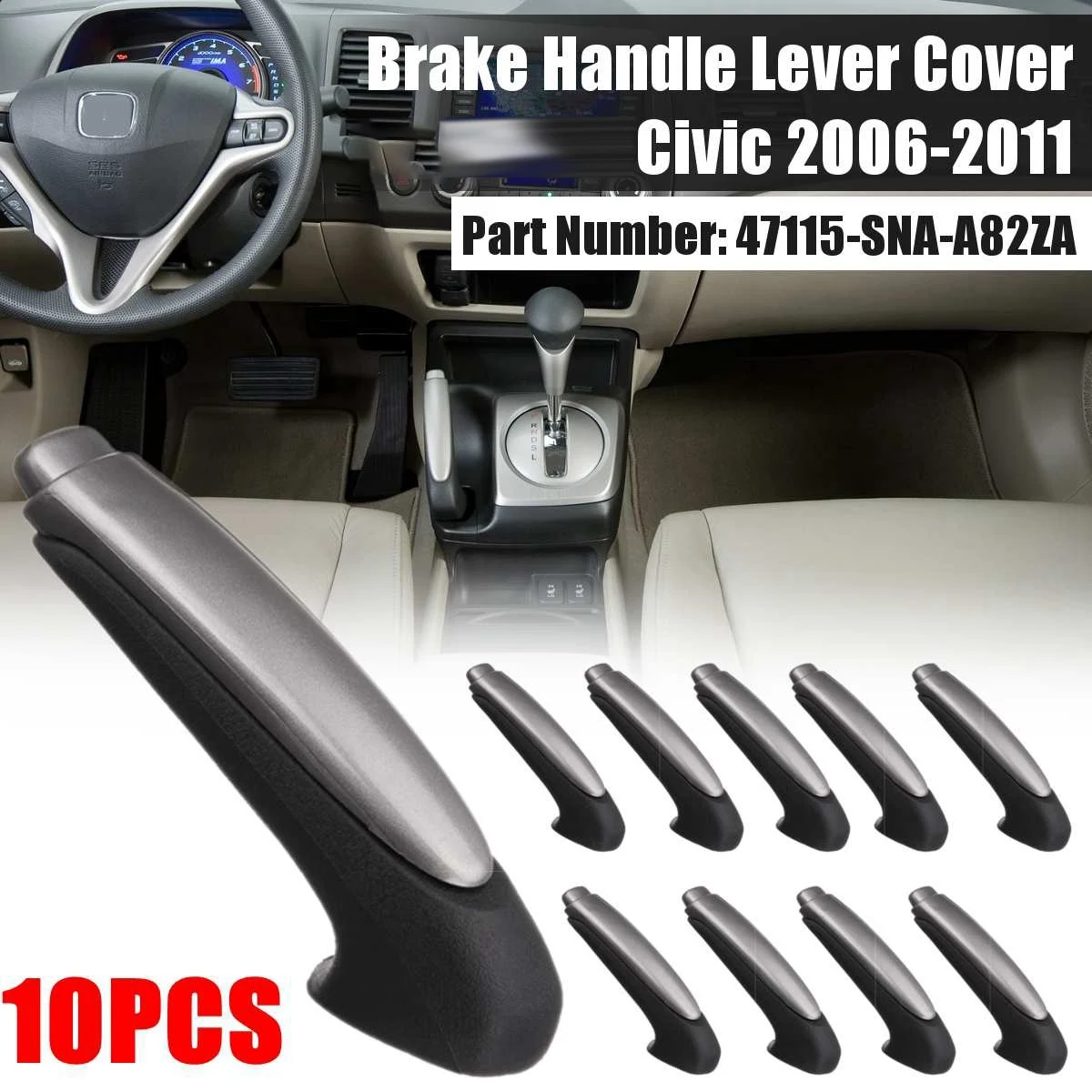10 шт. черная крышка рычага ручного тормоза для автомобиля Honda Civic 2006-2011 47115-SNA-A82ZA
