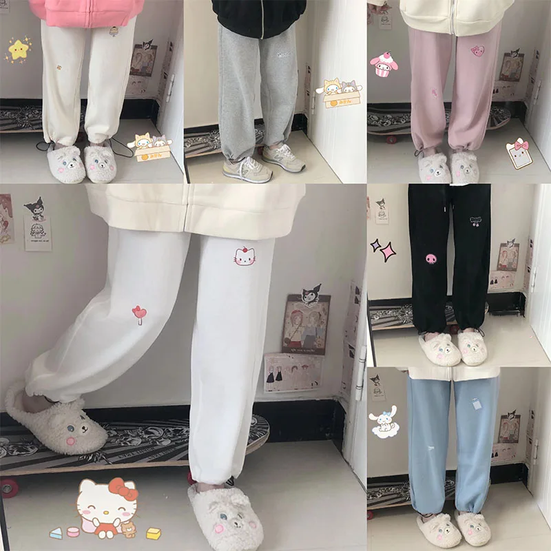 

Kawaii Sanrioed Anime New Girls Pants Hellokittyed My Melody Cinnamoroll Cute Cartoon Loose Casual All-Match Harem Pants