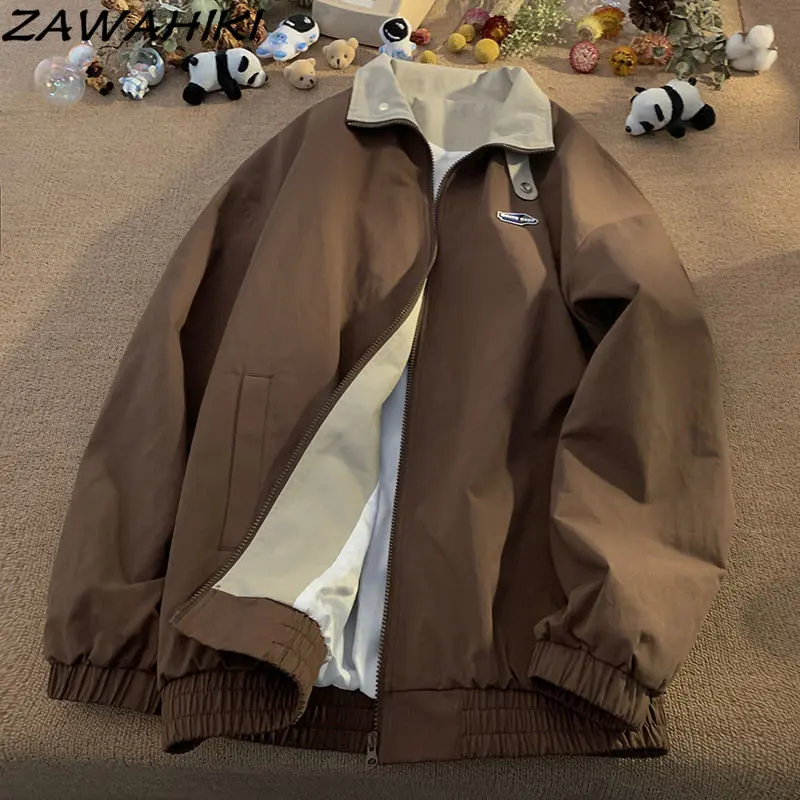 

Куртка женская демисезонная свободного покроя с отложным воротником и длинным рукавом