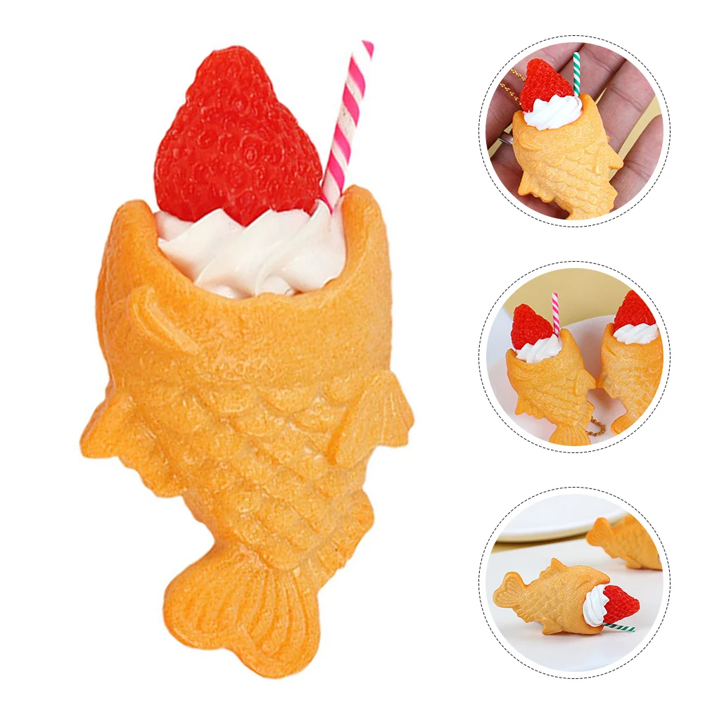 

4 Pcs Food Lovely Keychain Ornament Hanging Charms Small Fish Bag Decor Simulation Pvc Backpack Cartoon Chains