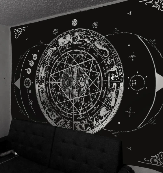 

Dark black hanging cloth female tarot board game gothic constellation background cloth bar homestay wall cloth tapestry