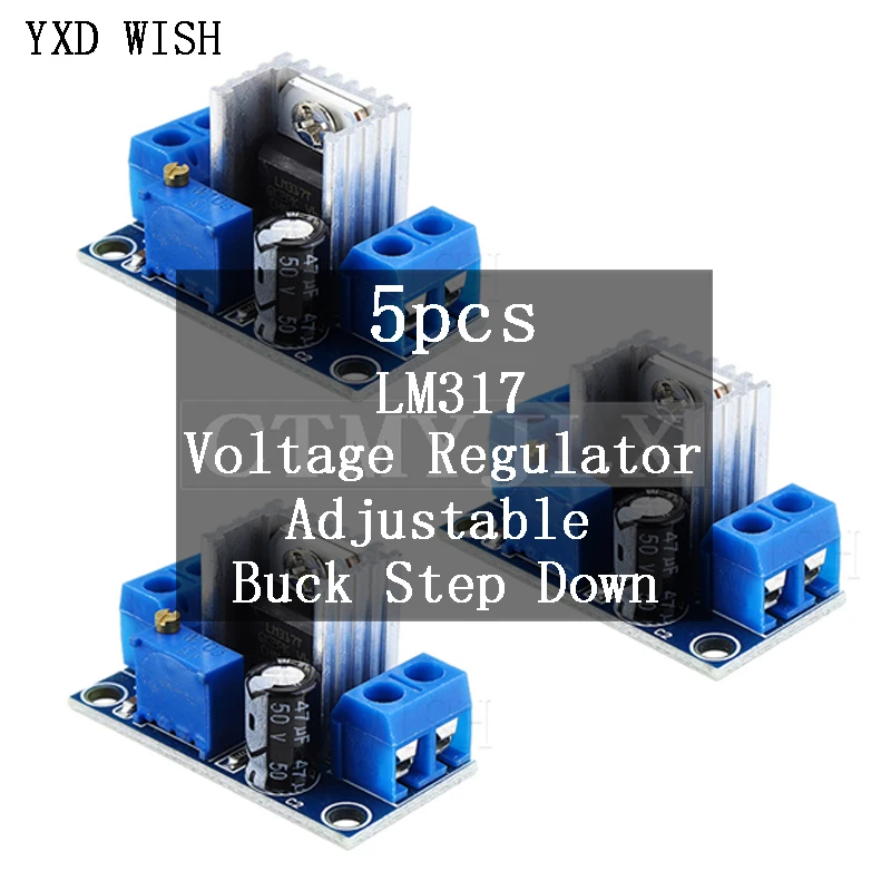 

5pcs LM317 DC-DC Converter Buck Step Down Circuit Board Module Linear Regulator LM317 Adjustable Voltage Regulator Power Supply