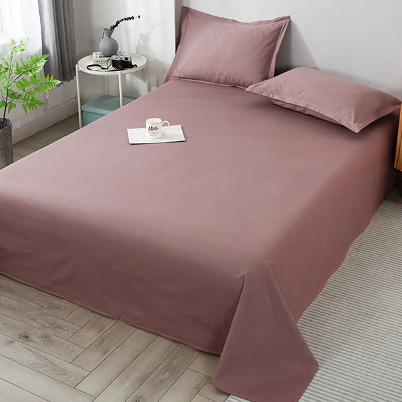Простыня из однотонного хлопка цельная 00% чистый хлопок простая односпальная