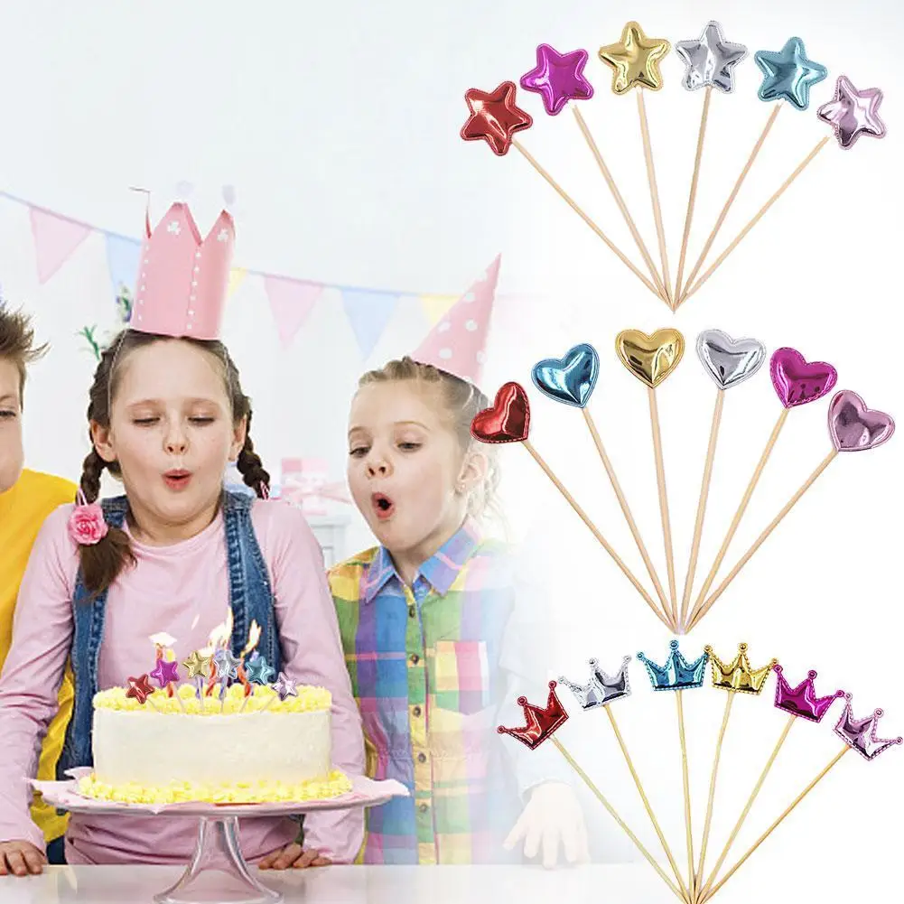 

30pcs star cake topper happy birthday Party Wedding heart cake Decor shower girl Decorating kids topper cupcake crown baby Q5U8