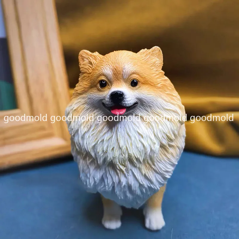 3D Pomeranian แม่พิมพ์ซิลิโคนสุนัขสัตว์เลี้ยง Memorial ปูนปลาสเตอร์แม่พิมพ์สัตว์ช็อกโกแลตตกแต่ง Fondant แม่...