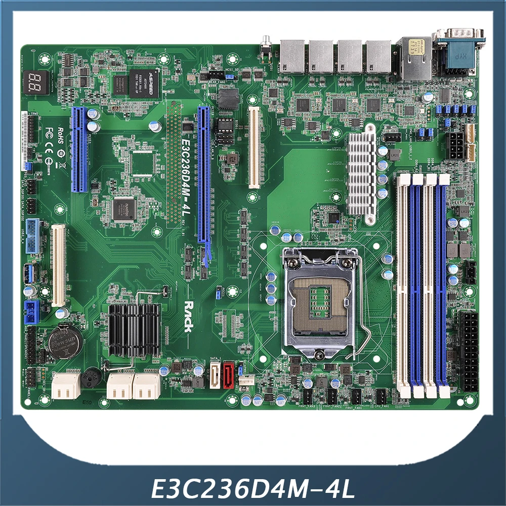 Server Motherboard For ASROCK For E3C236D4M-4L LGA1151 C236 DDR4 Support E3-1200 V5 V6 Fully Tested Good Quality