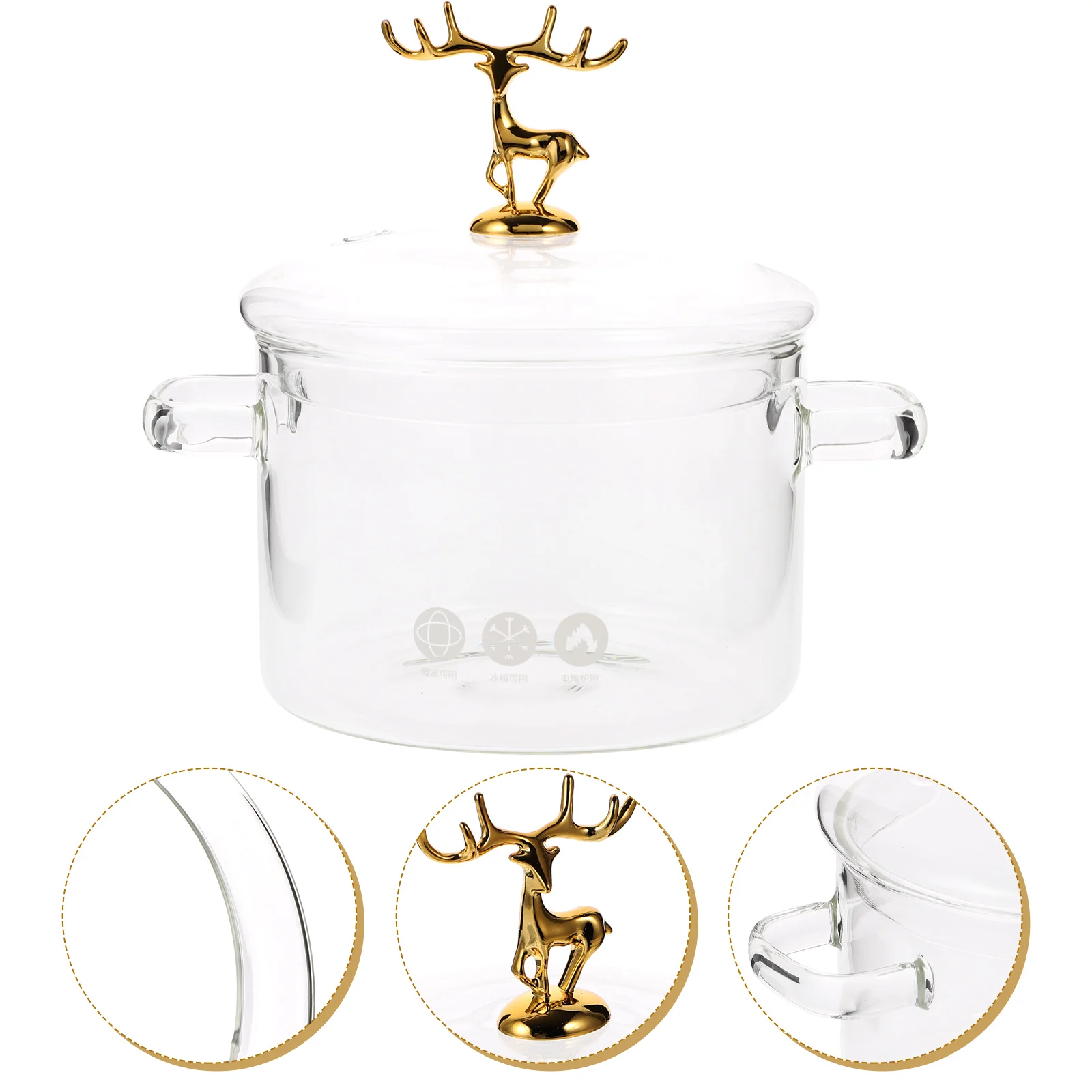 

Braising Pan Lid Baby Food Pot Nonstick Cookware Christmas Saucepan Kitchen Soup Clear Glass Tea Stew Cooker