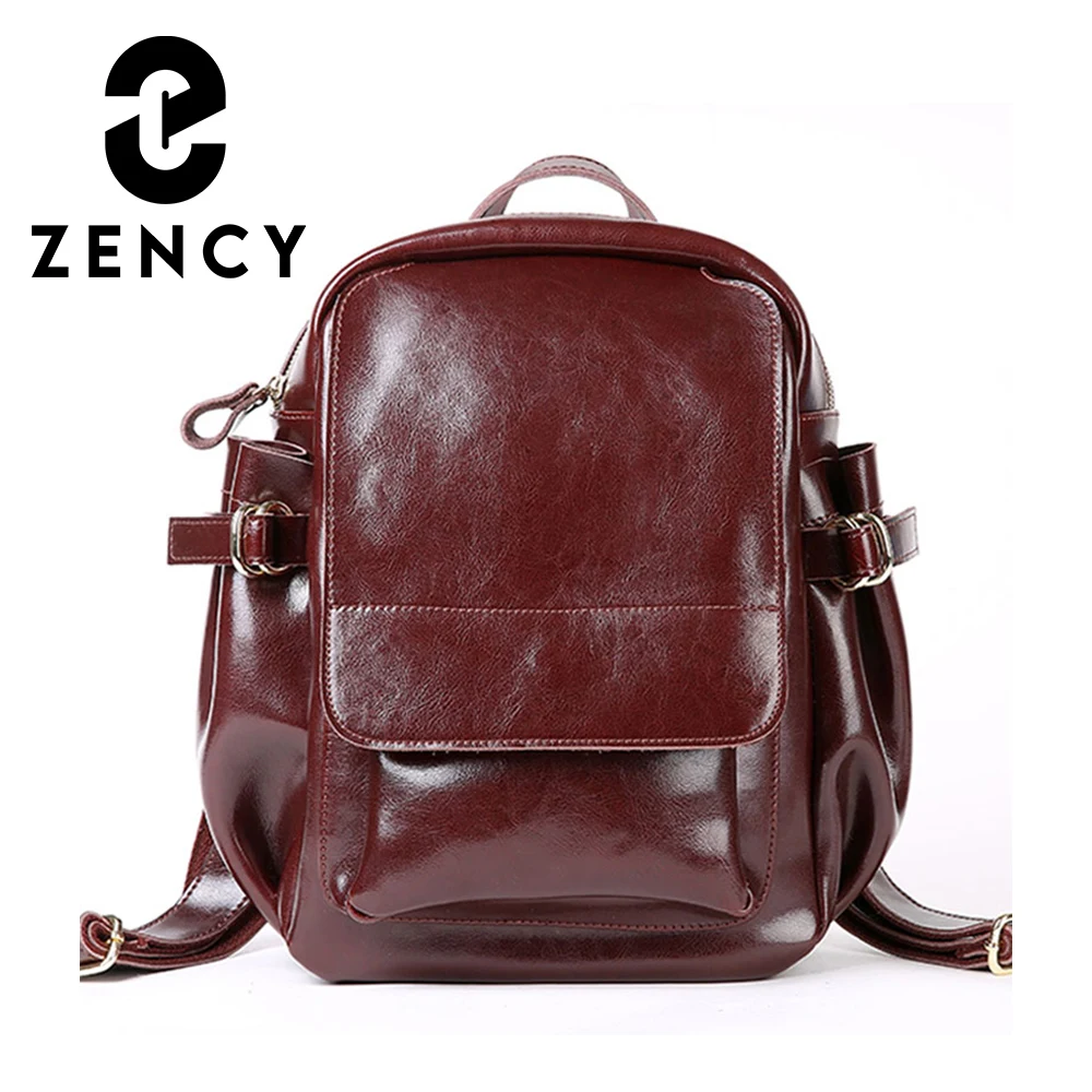 

Zency 2022 New Model Women Backpack 100% Genuine Leather Large Capacity Winter Vocation Knapsack Daily Casual Travel Bag Coffee