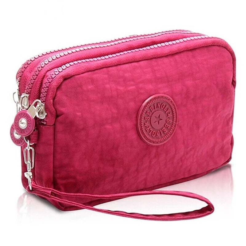 

Портативная косметичка с тремя молниями, 8 цветов, Женский кошелек для монет, тканевый кошелек для телефона