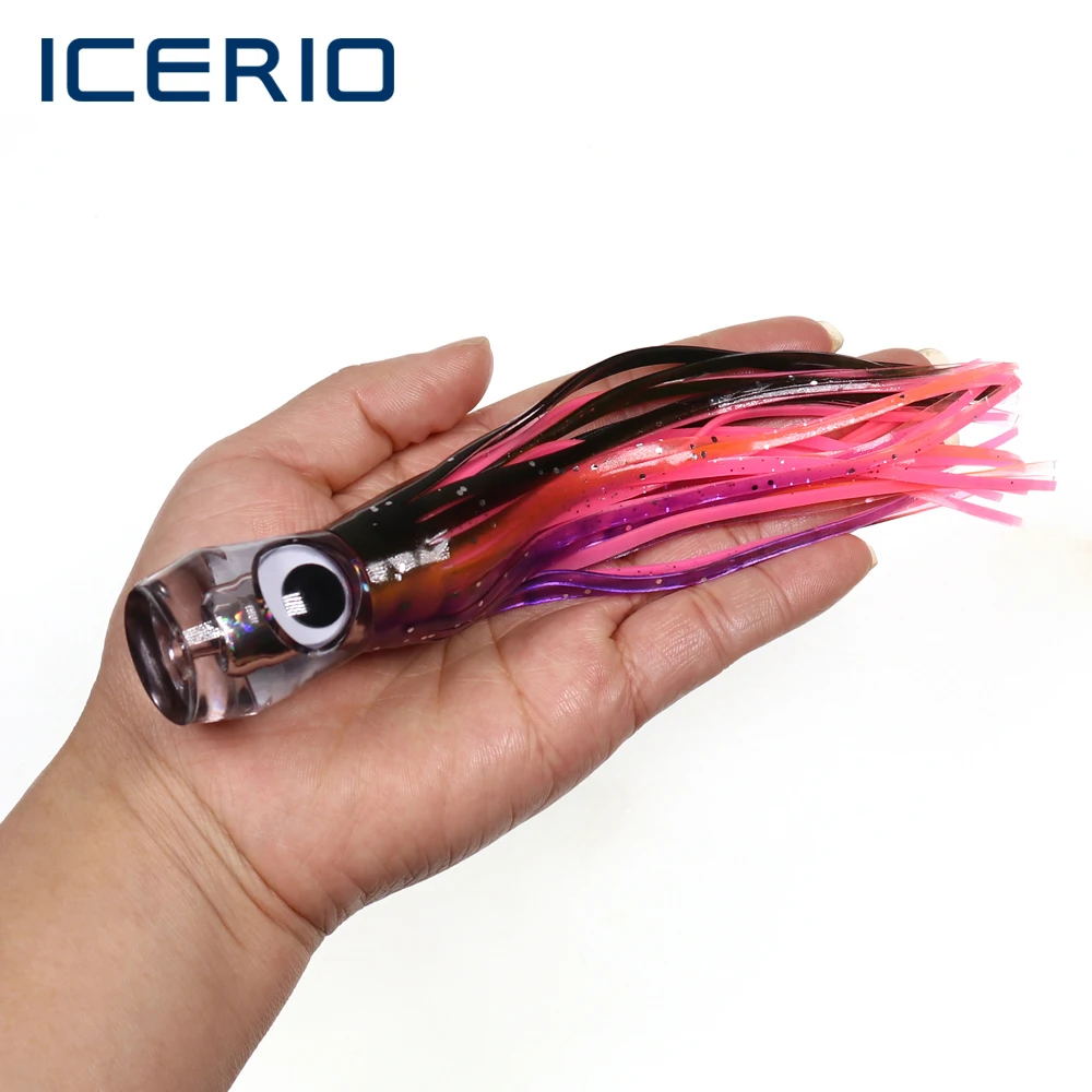 ICERIO 6.5''/49g Deep Sea Trolling Lure Fast Sinking Resin Head Octopus Squid Silicon Skirt for Tuna Wahoo Bait
