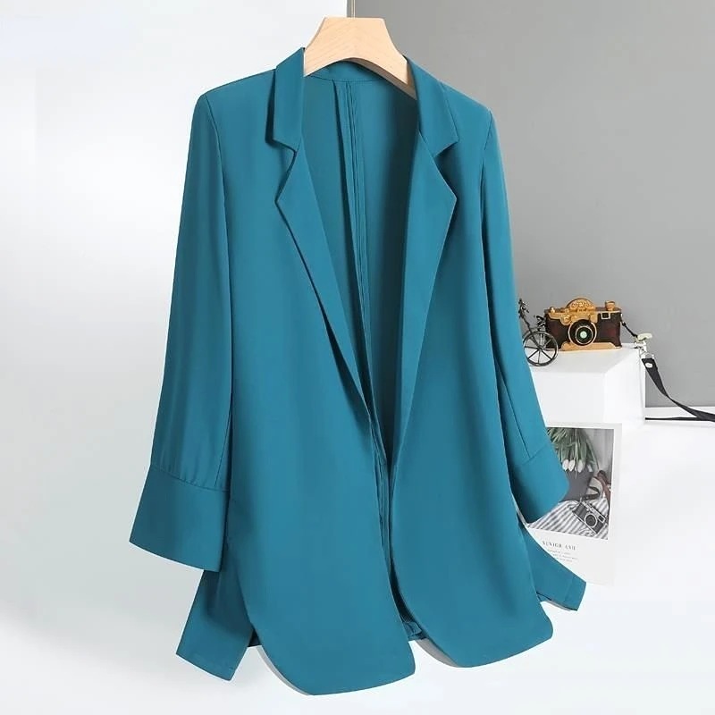 Women's Clothing Solid Simple Blazers Summer Thin Temperament Elegant Fashion Suit Jacket Female Top All-match Office Work Coat