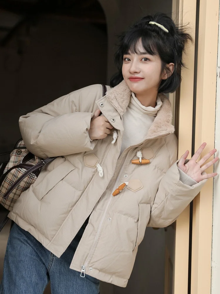 La Chabell 7M 2024 Новая зимняя лоскутная водолазка с роговой пряжкой Куртка на