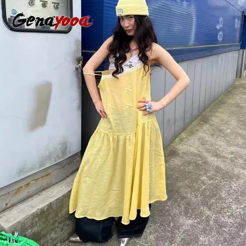 Женское кружевное платье без рукавов Genayooa платье-трапеция в стиле Харадзюку на