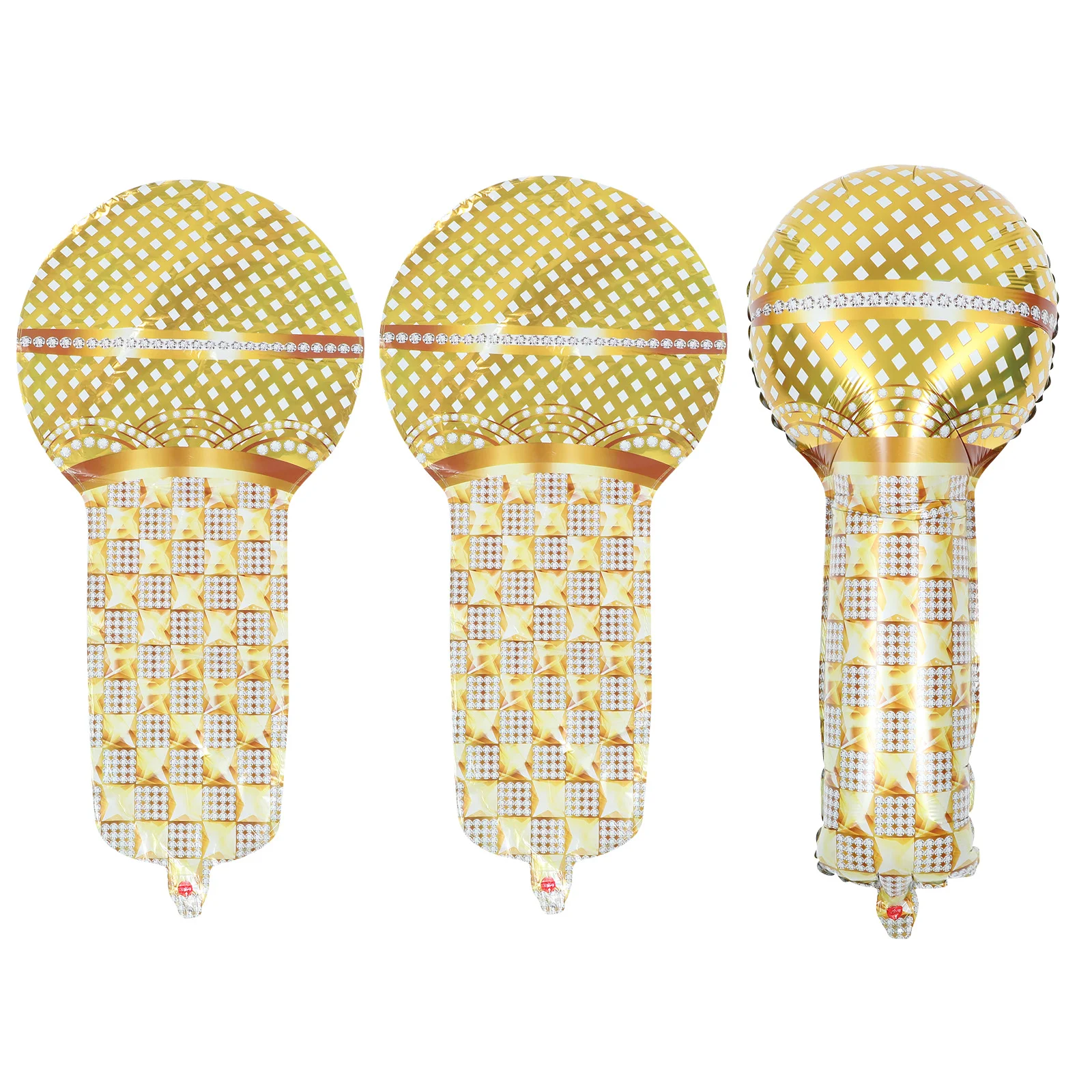 3 Pcs Retro Decor Balloons 90s Vintage Golden Party Decorations Microphone Prop Theme Baby Child