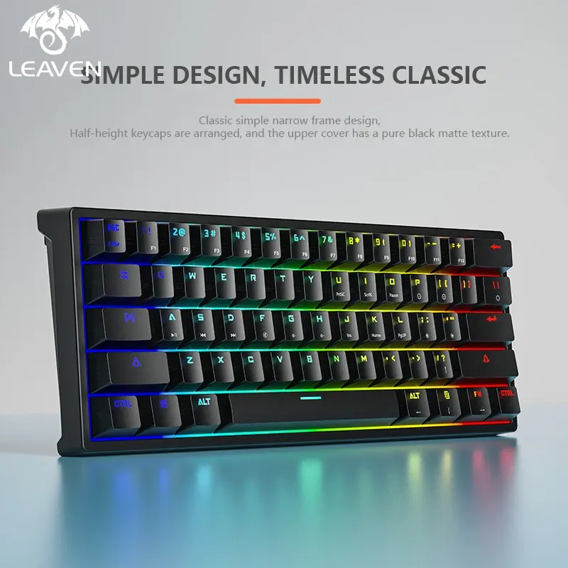 LEAVEN K620 Проводная Механическая клавиатура 61 клавиша RGB огни зеленая ось ESports игровая офисная индивидуальный ключ компьютерные аксессуары