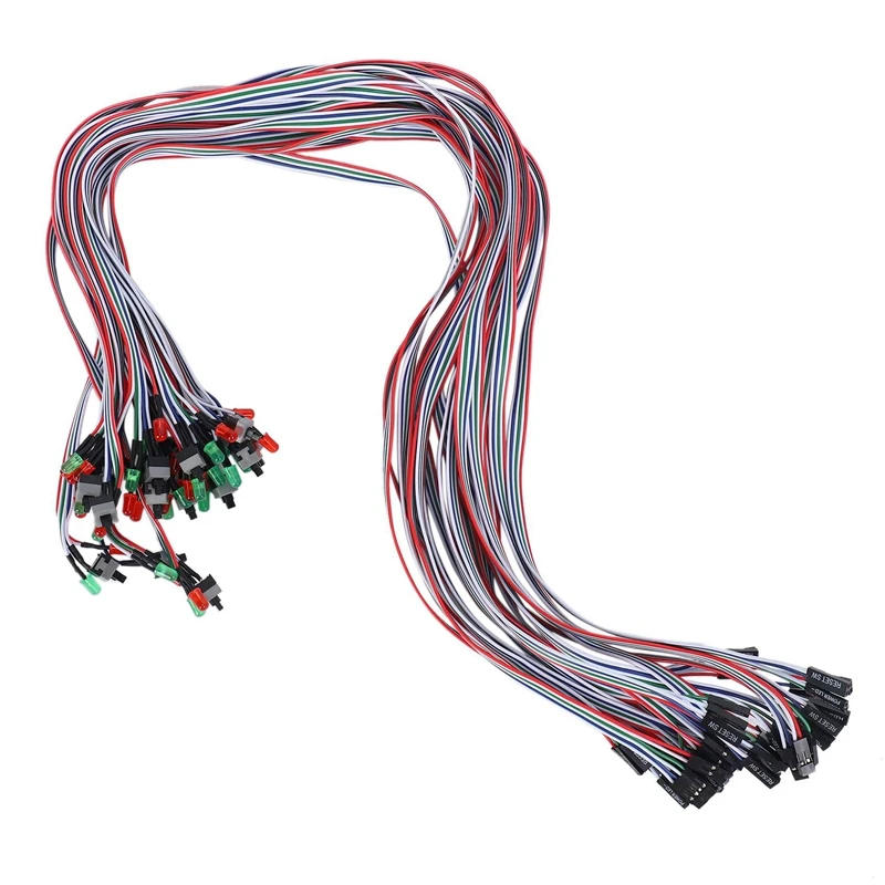 

20Pcs 65Cm Slim ATX PC Power Cable Switch On/Off/Reset With HDD LED Light For Computer Motherboard