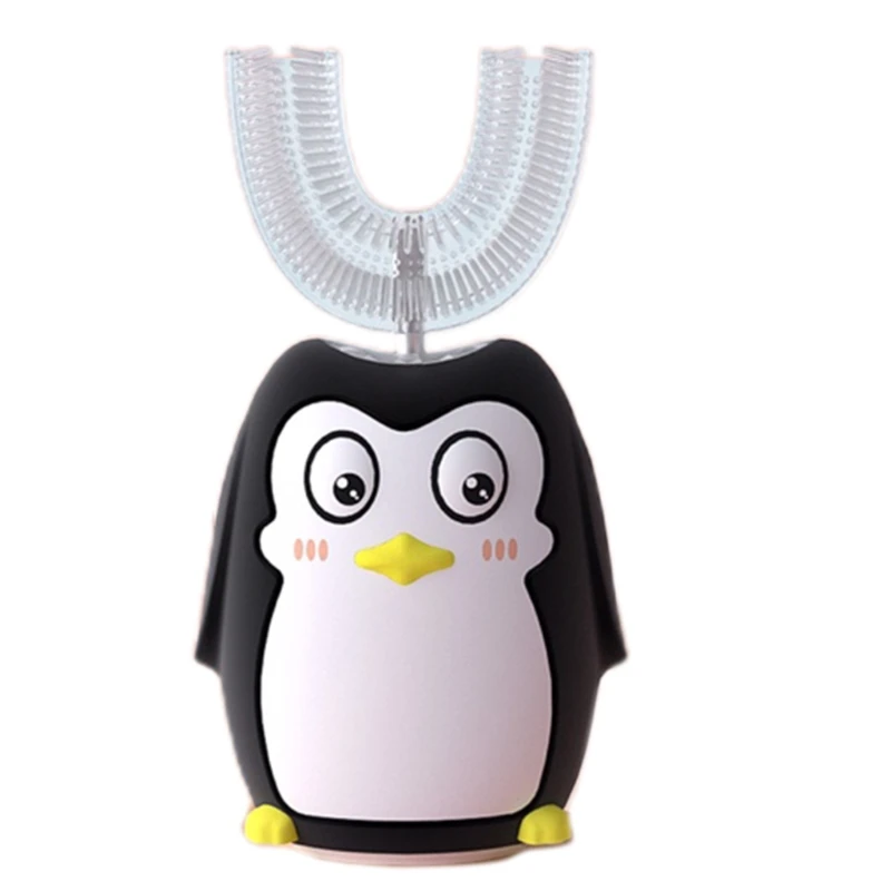 

Беспроводная USB перезаряжаемая детская ультразвуковая зубная щетка U-образной формы с мультяшным пингвином для малышей Водонепроницаемая автоматическая для прямой поставки