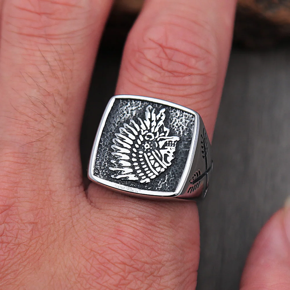 Винтажное индийское бриллиантовое кольцо для мужчин тяжелый металлический