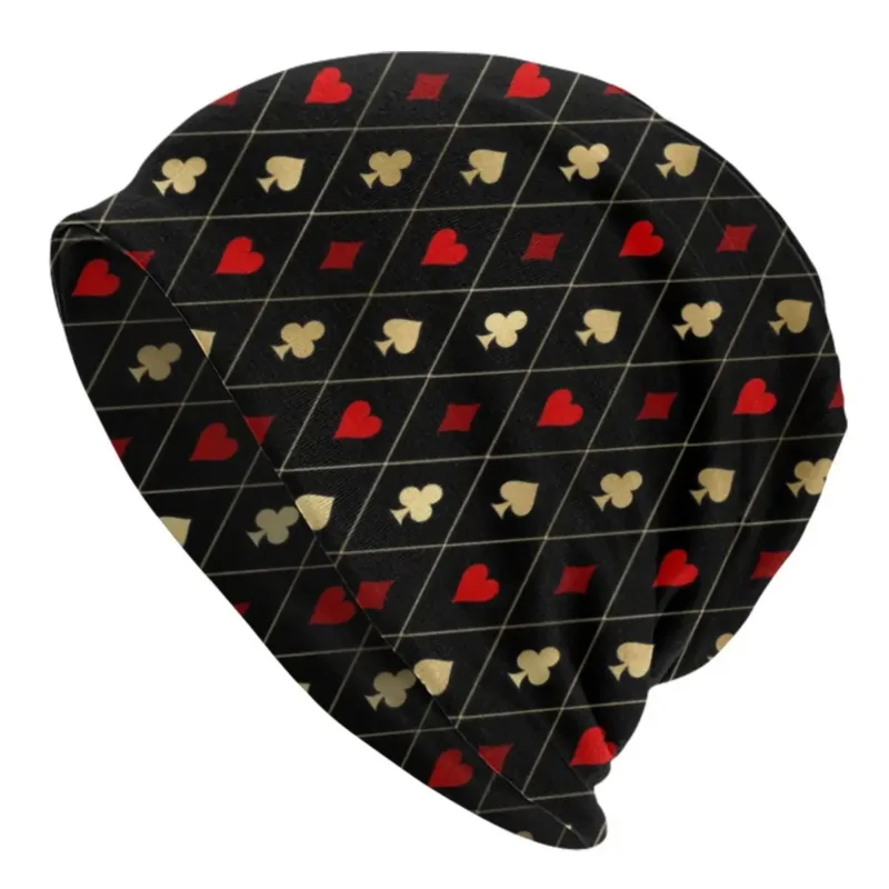 

Playing Card Poker Bonnet Hats Hip Hop Knitted Hat Winter Warm Heart Diamond Club Queen of Spade Skullies Beanies Caps