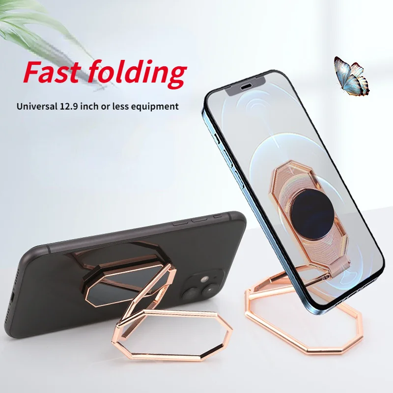 

Metal Phone Ring Holder Finger Kickstand 360 Rotation Back Grip Foldable Desk Phone Stand for iPhone iPad Smartphones Tablets