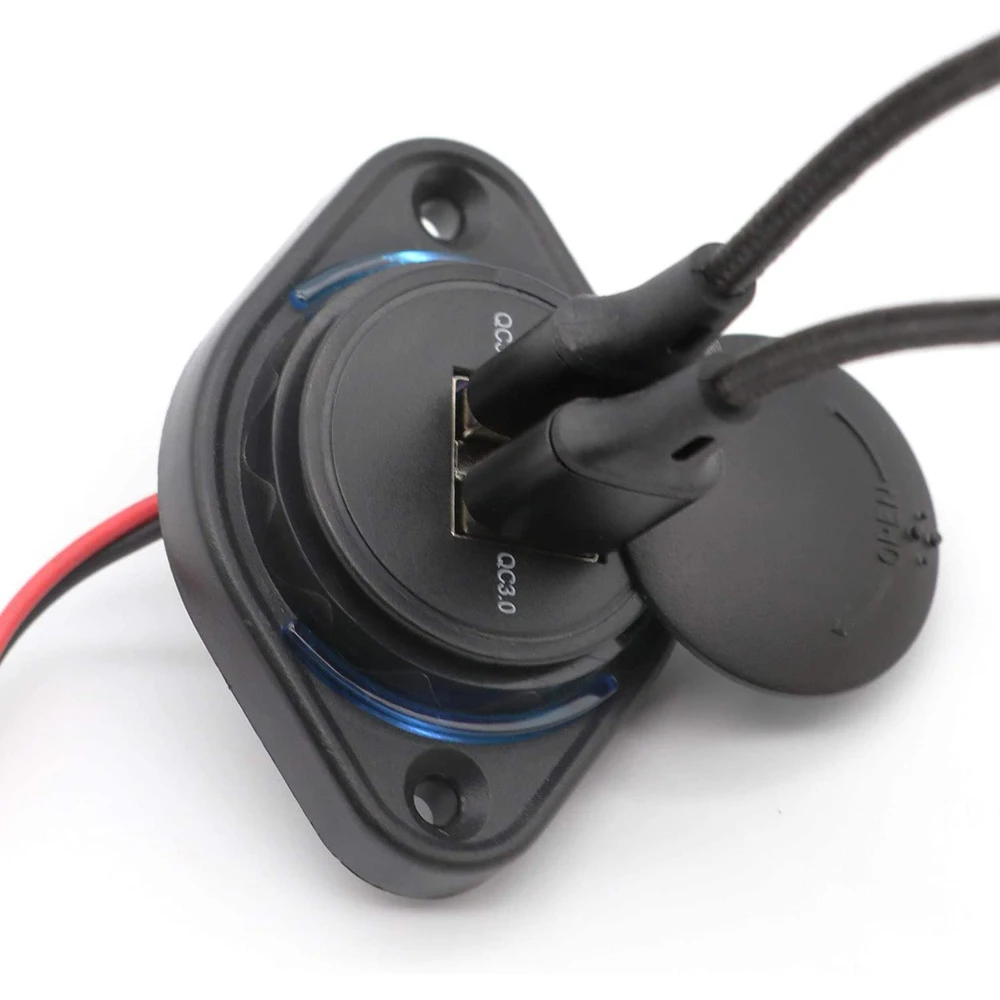 quick charge qc 3 0 dual usb charger socket with sliding cap 12v24v 36w fast charger power outlet for car boat bus rv boat free global shipping