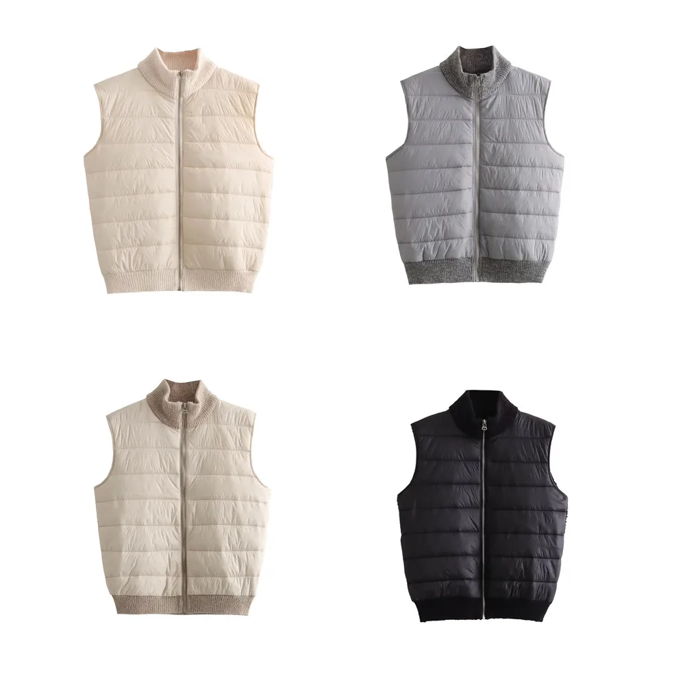 

Женский трикотажный жилет на молнии, повседневный жилет в полоску в европейском и американском стиле на осень и зиму