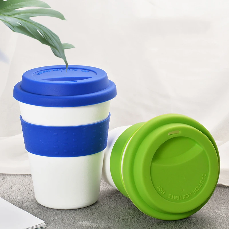 

Coffee water cup PP Anti-fall With Non-slip Sleeve Reusable Heat Instanted Travel Mug With Silicone Lid Anti-Drop Water tea cup