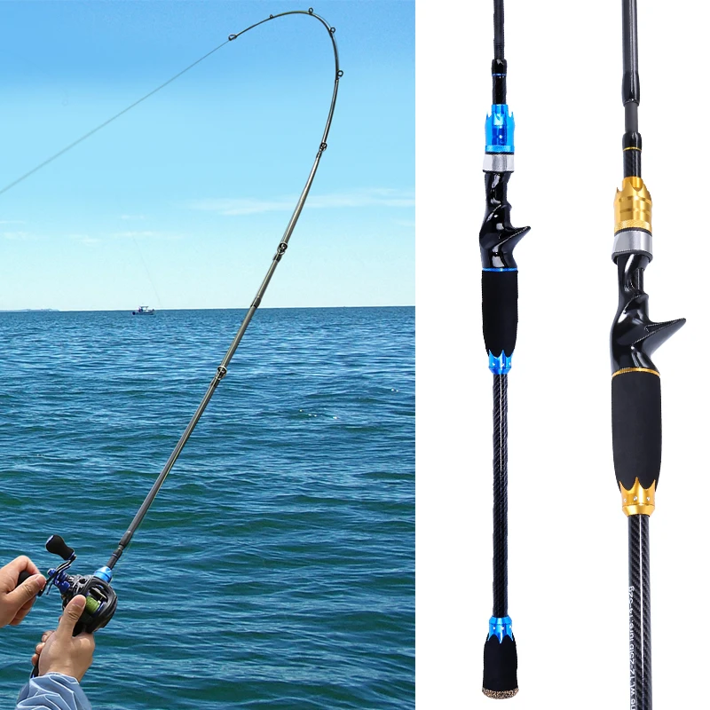 Sougayilang Casting Spinning Fishing Rod Carbon Fiber 1.8-2.1M 4 Section Lure Freshwater SaltWater Travel Tackle | Спорт и