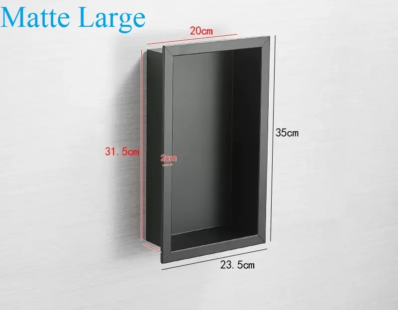 

1 шт., черная матовая полированная матовая нержавеющая сталь 304, прямоугольная квадратная одностенная встраиваемая полка для ванны и душа, ниша