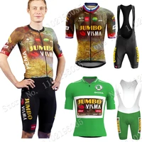 green 2022 jumbo visma team vert cycling jersey set tdf clothing road bike shirts suit bicycle bib shorts mtbpants ropa maillot