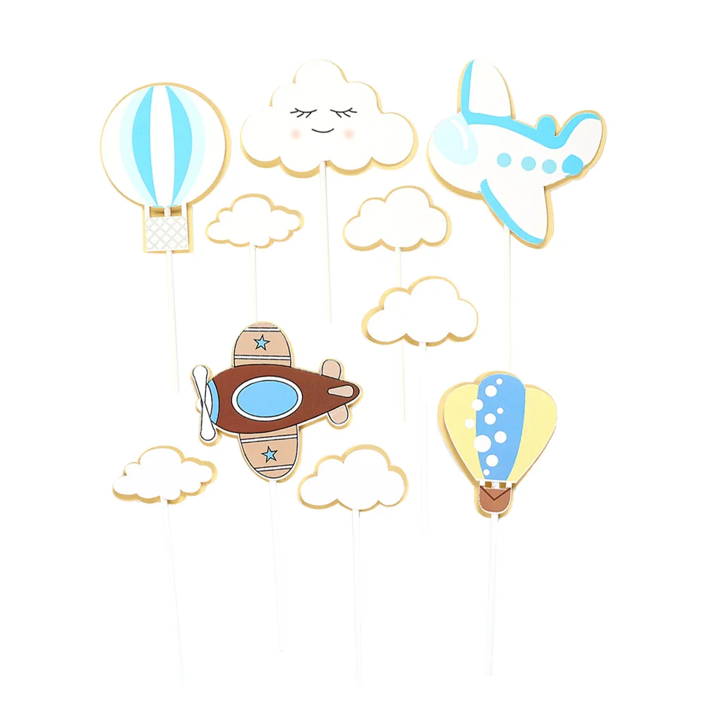 

20PCS Boy Birthday Party Children Birthday Toppers Air Balloon Cupcake Topper Cloud Cupcake Topper