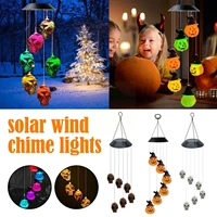 1pc solar skeleton skull wind chimes light led color garden light decor decoration party home lamp deco changing night hall z8f6