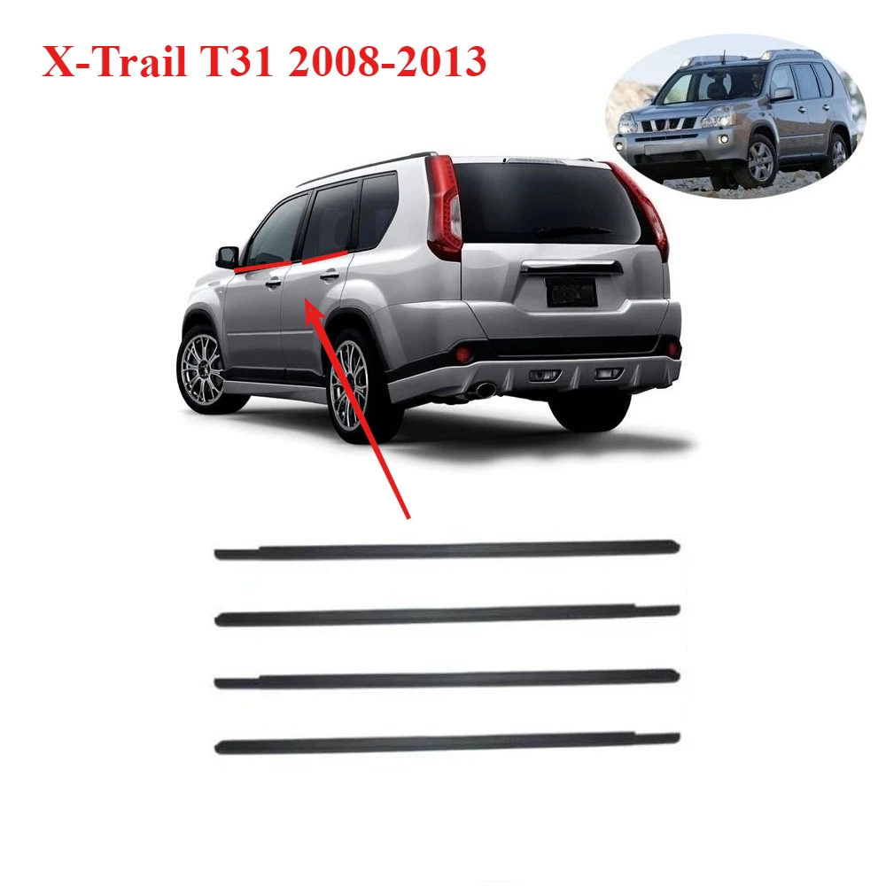 

4 шт. 80821-1DA0A резиновое уплотнение наружных окон для Nissan X-Trail T31 2008-2013, защитное стекло, уплотнители для оконного стекла