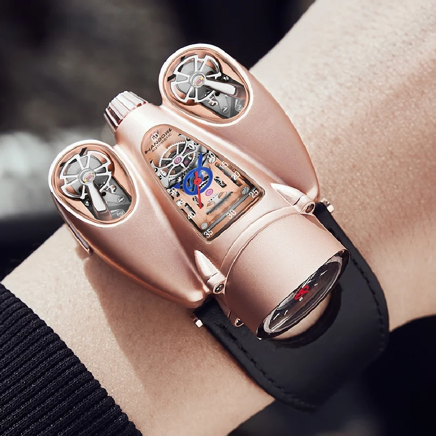 

HANBORO 2022 new Brand Luxury Men's watch double movement Automatic Watch Fashion Mechanical Watches waterproof trend Man Watch