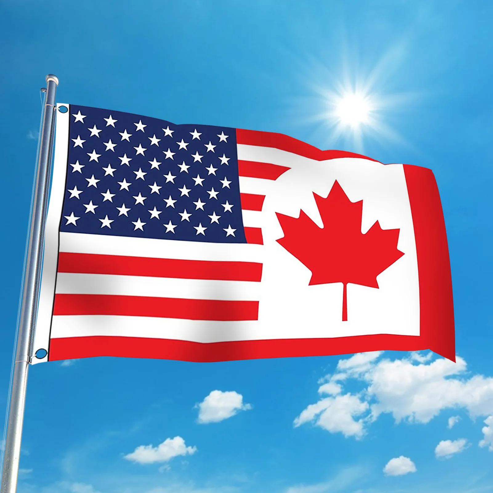 

90 X 150cm America Canada Polyester Flag Canada US Friendship Flag Banner Double Sided Prints Stars Stripe Outdoor Decoration