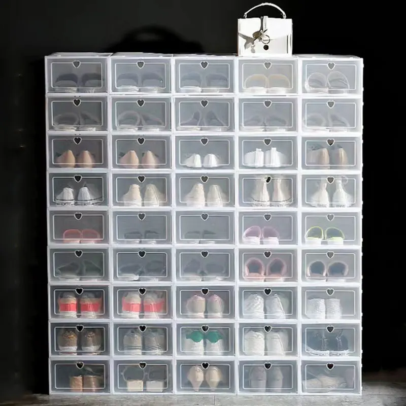

Shoe Rack Large Capacity Boot Storage DIY Plastic 6 Tier Transparent Drawer Case Stackable Combined Front Opening Shoes Cabinet