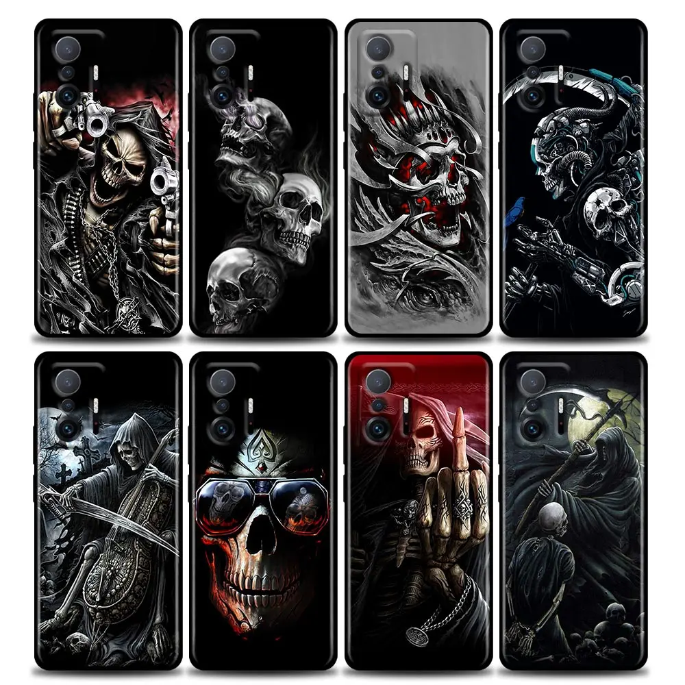 

Phone Case for Xiaomi Mi 11i 12 12X 11 11X 11T Case Poco X3 NFC M3 Pro F3 GT M4 Silicone Cover Grim Reaper Skull Skeleton