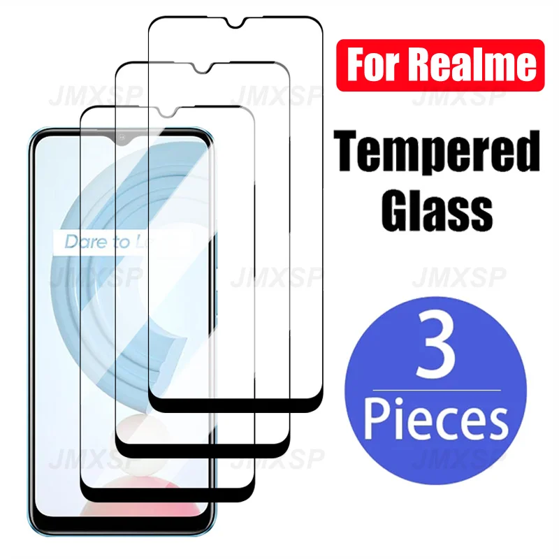 

3Pcs Protective Glass on For Realme C12 C15 C17 C20 C2 C3 C3i Tempered Glass For Realme C20 C21 C25 C20A C21Y C25S C25Y Q3 Glass