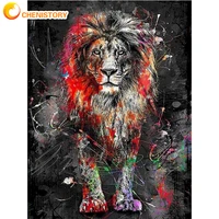 chenistory diy painting by numbers lion animal picture modern decorative on canvas wall art craft oil painting by number home de