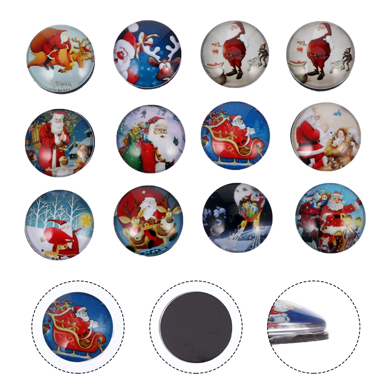 

12pcs Magnet Xmas Santa Christmas Ornament Freezer Magnets Fridge Magnet for Decoration