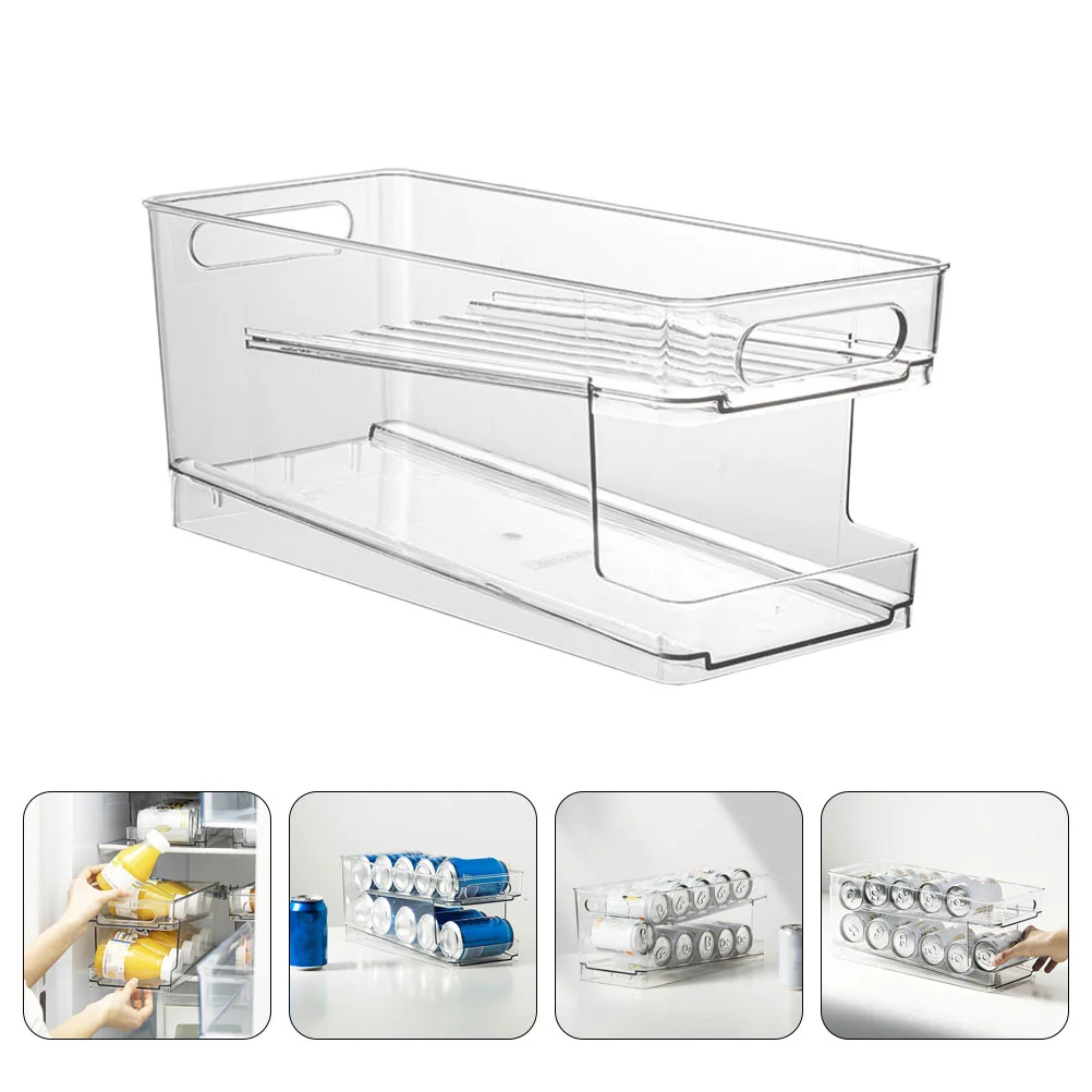 

1Pc Kitchen Fridge Storage Box Chic Beer Organizer Drinks Container Transparent