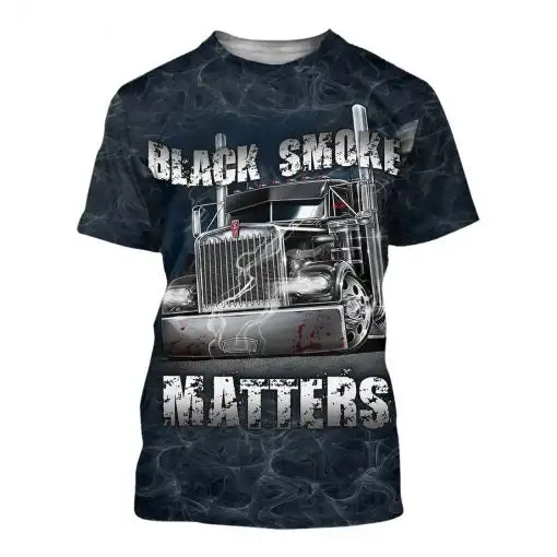 

Футболка мужская оверсайз с 3D принтом, Повседневная модная рубашка с коротким рукавом, удобная футболка для грузовиков, летняя одежда