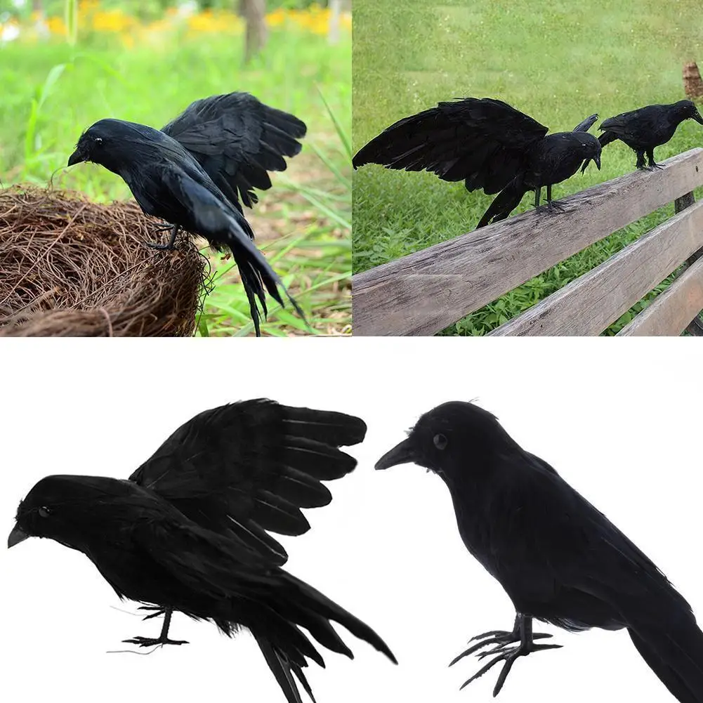 

Черная ворона, модель животного, искусственная ворона, птица, Ворон, реквизит, страшное украшение для детской одежды, имитация 16 см