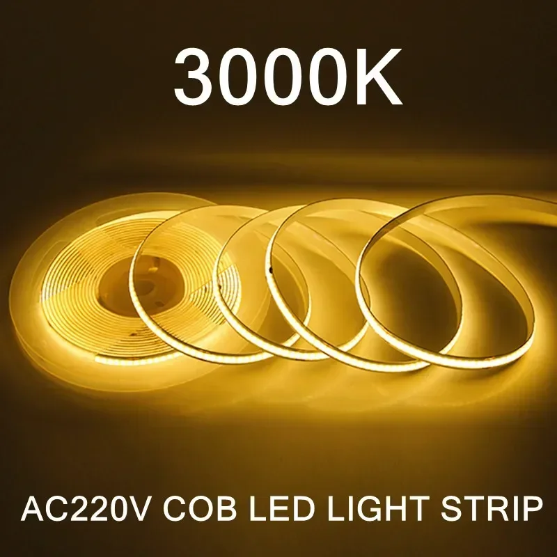 

OuuZuu Светодиодная лента COB теплый белый 220В 240 светодиодов на метр 1-5 м